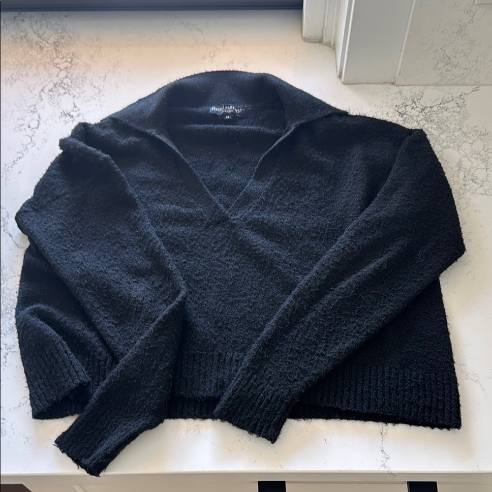 Central Park West Black V-Neck Sweater
